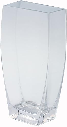 Diamond Star Glass Florero rectangular cónico transparente de 6 "X3" X12"