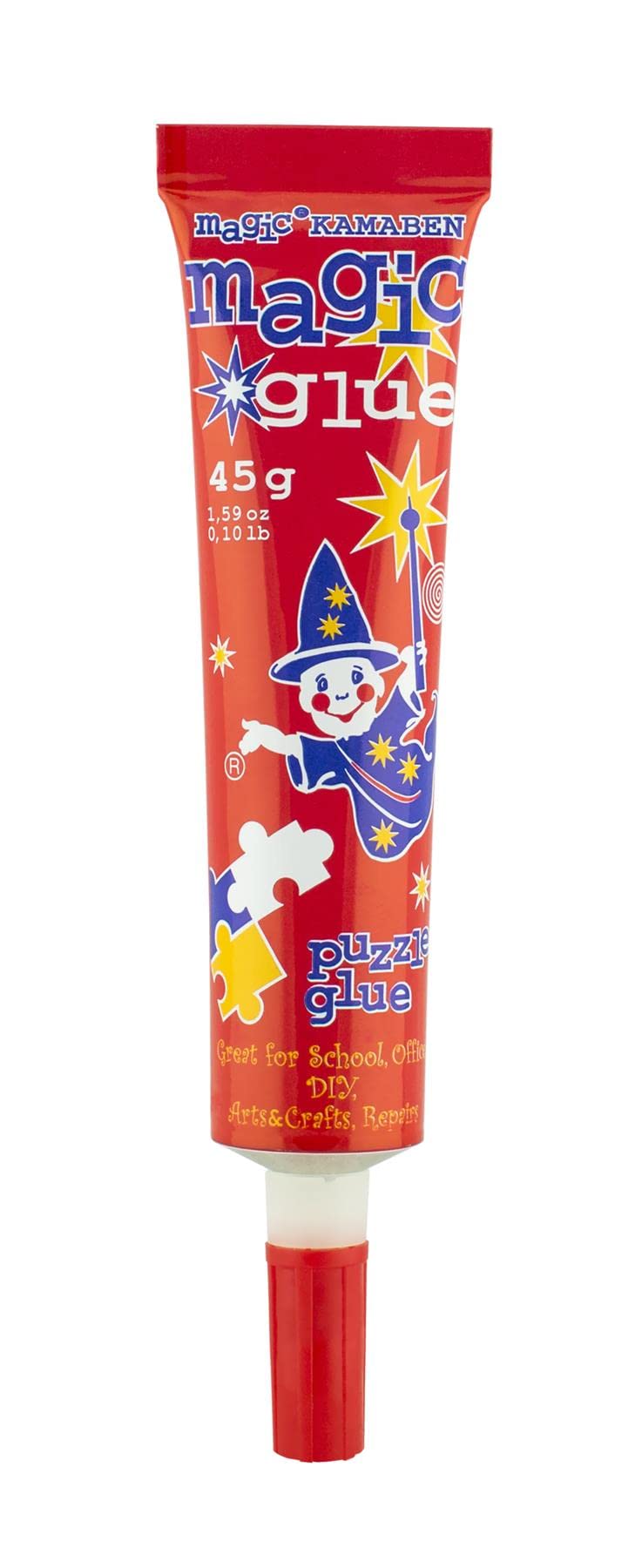 KAMABEN Magic® Transparent Flexible Glue 45g | for Wood Paper Cardboard Fabrics Glass Porcelain Ceramics Cork Aluminium Polyester Foil Concrete Polystyrene Book Spines Decoupage