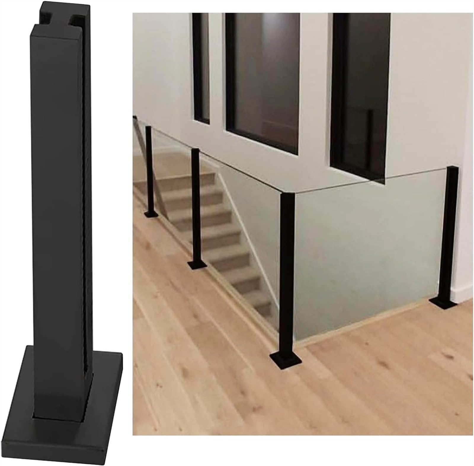 Wytrzymały zestaw słupków balustradowych z czarnego aluminium – nowoczesny system balustrad pokładowych do użytku wewnątrz i na zewnątrz 95 cm osłona schodów dla bezpieczeństwa stylowa łatwa