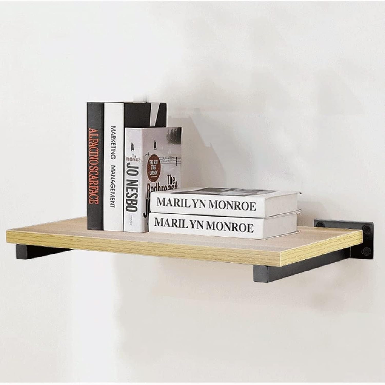 4 Piezas Soportes de Estante de Hierro Negro Industriales Pesados, Soportes de Pared de Metal con Tubo Cuadrado para Cocina Baño Tienda, 300mm/11.8in, 300mm/11.8in