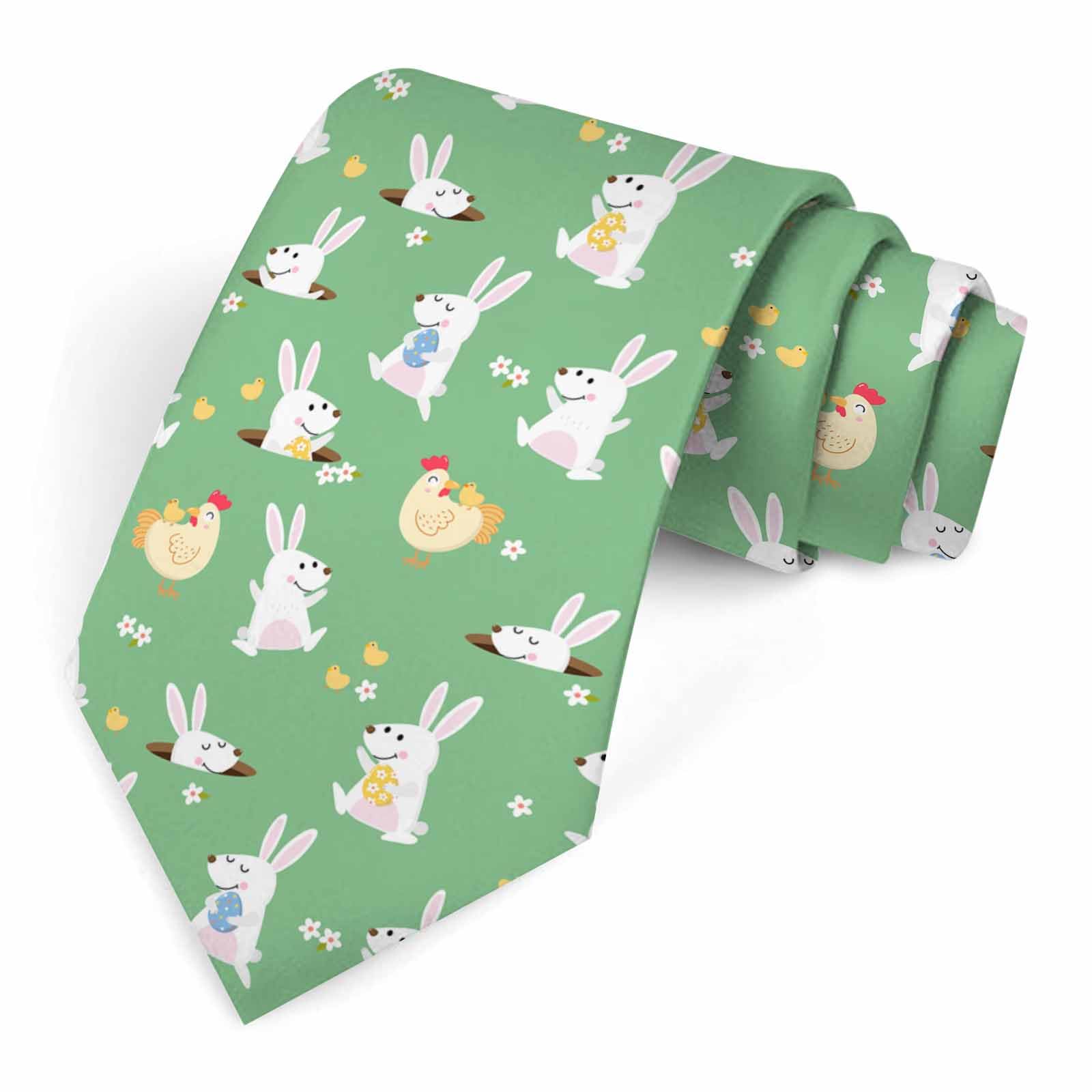 Muntayson Easter Tie for Men Novelty Fun Full Print Men's Necktie Skinny Fashion Narrow