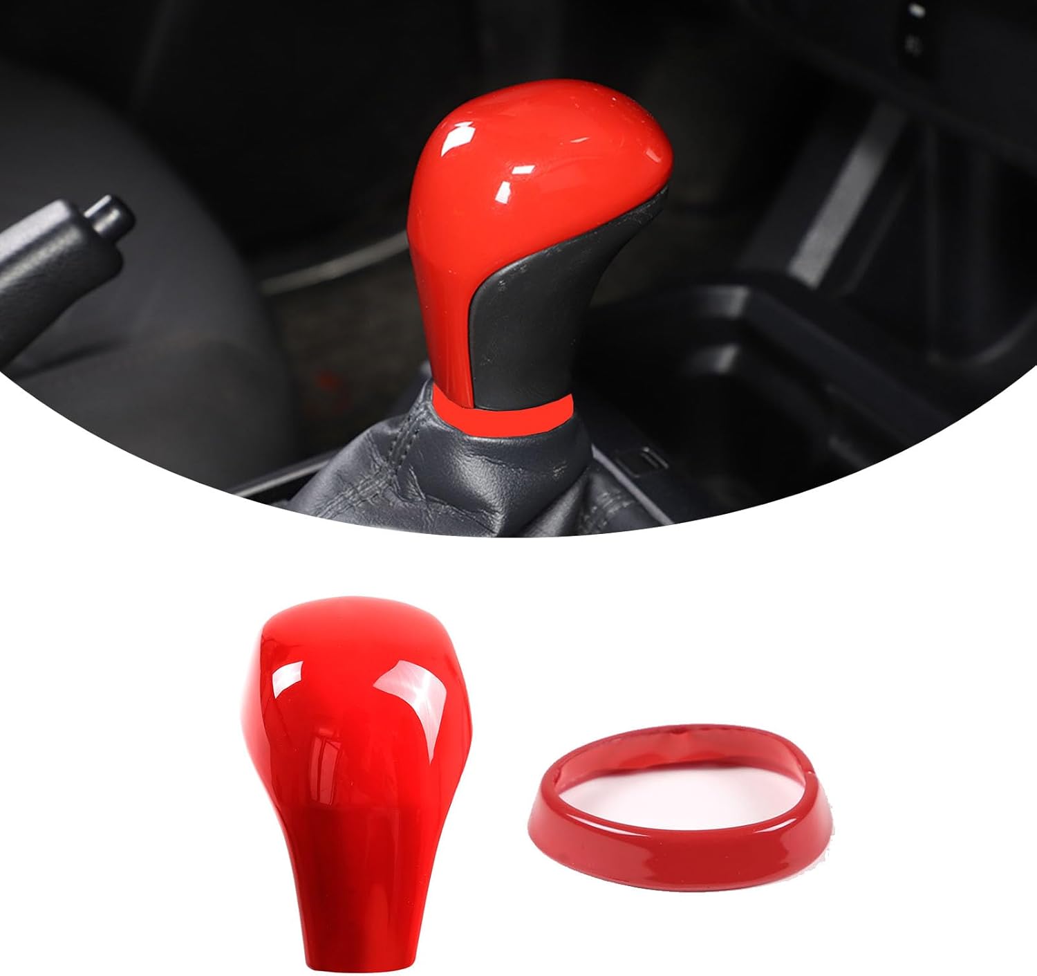 Control Gear Shifter Knob Head Ring Protective molding Trim for Hilux Tacoma 2016-2023 Pudora 2017-2020 Land Cruiser 2015-2020 Highlander 2014-2017 Fortuer 2016-2022 (Red)