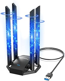 NEWFAST USB WiFi Adapter for Desktop PC, AC1300Mbps USB Wireless Adapter Dual Band 2.4GHz 400Mbps + 5.8GHz 867Mbps, 4X 6dBi High Gain Antennas, USB 3.0 WiFi Dongle for Windows 7/8/8.1/10/11, XP, Linux