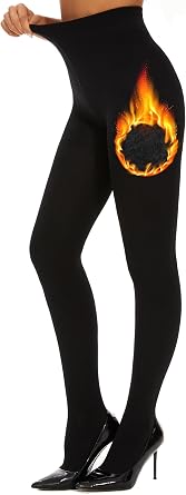 DUCMODA Fleece Lined Tights for Women, Warm Thermal Winter Pantyhose, Soft Opaque Thick Leggings