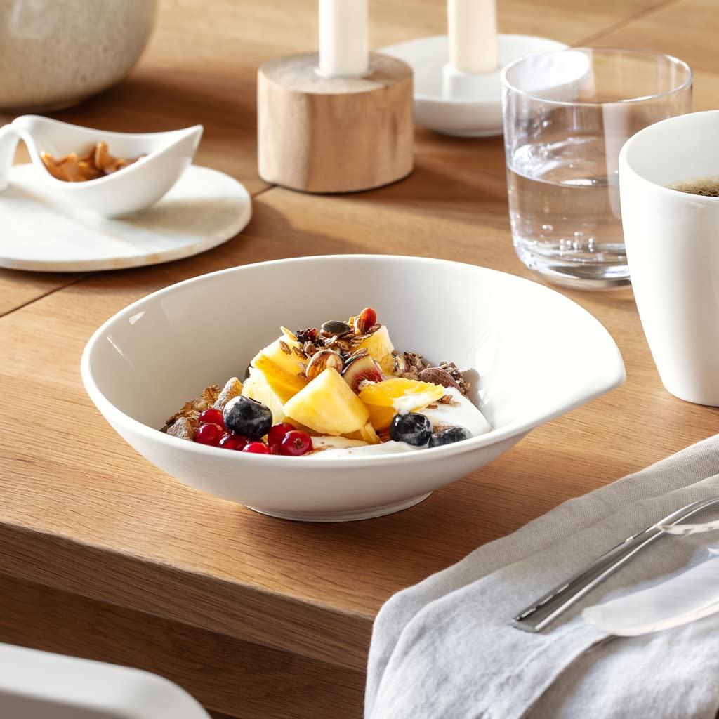 Villeroy & Boch - Flow Suppen- / Müslischalen 6er Set, Schale für Müslis/Obst/Suppen, griffiger Rand, Premium Porzellan, spülmaschinengeeignet, weiß, 300 ml