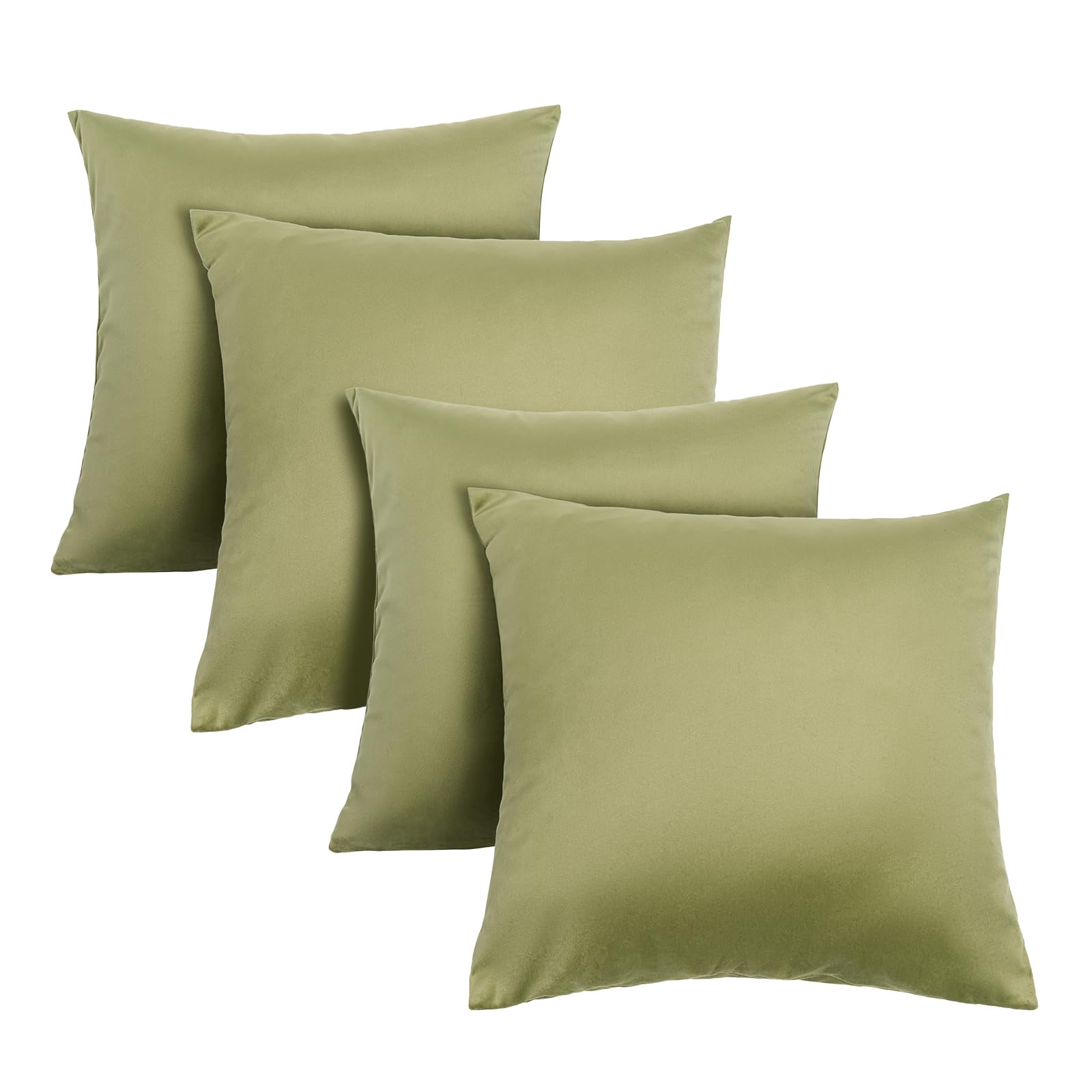 OHS Cushion Covers 45 x 45 Set of 4, Super Soft Matte Velvet Cushion Covers Decorative Square Throw Pillow Cover with Invisible Home Decoration for Sofa Bedroom Living Room, Olive Green