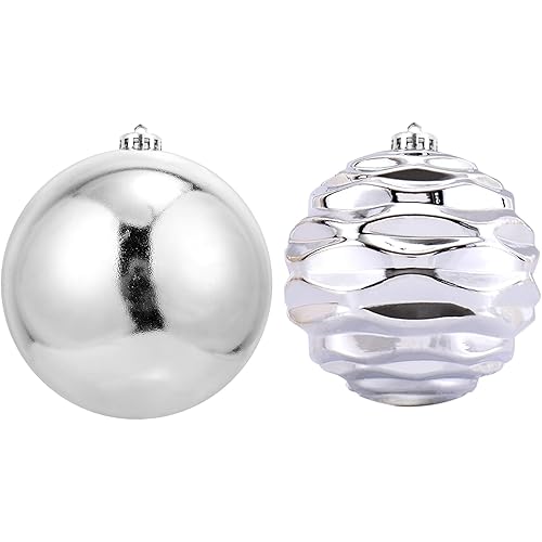 Christmas Ball Ornaments Shatterproof Christmas Decorations Extra Large Hanging Balls for Xmas Tree (6inch/2pcs, Silver)