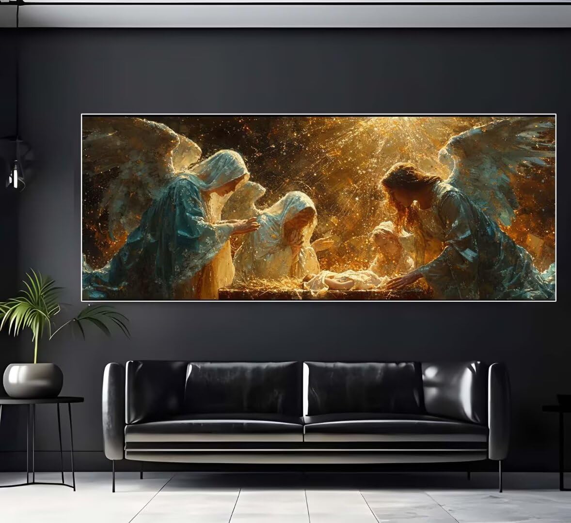 Nativity Scene Birth of Jesus Diamond Painting Kits for Adults,Full Diamond Art Accessories, DIY Rhinestone Embroidery Cross Stitch Crystal Art Diamond Paintings for Wall Art Home Decor 12x30inch U256