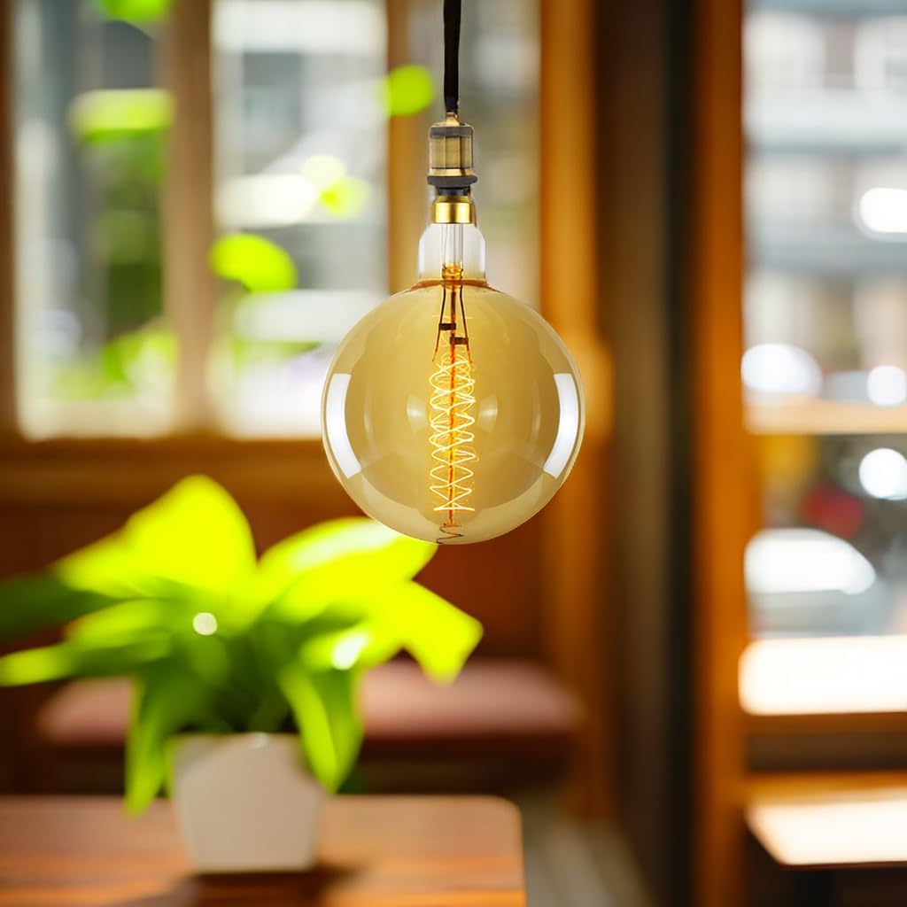 Giant Edison Bulb G200 Vintage Incandescent 60W Spiral Filament 110/130V E26 Big Size Light Bulb (G200)