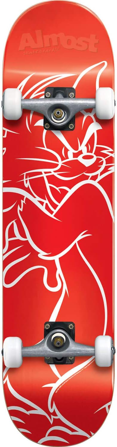 Almost Skateboards Tom White Lines Red/White Mini Complete Skateboard - 7" x 29"