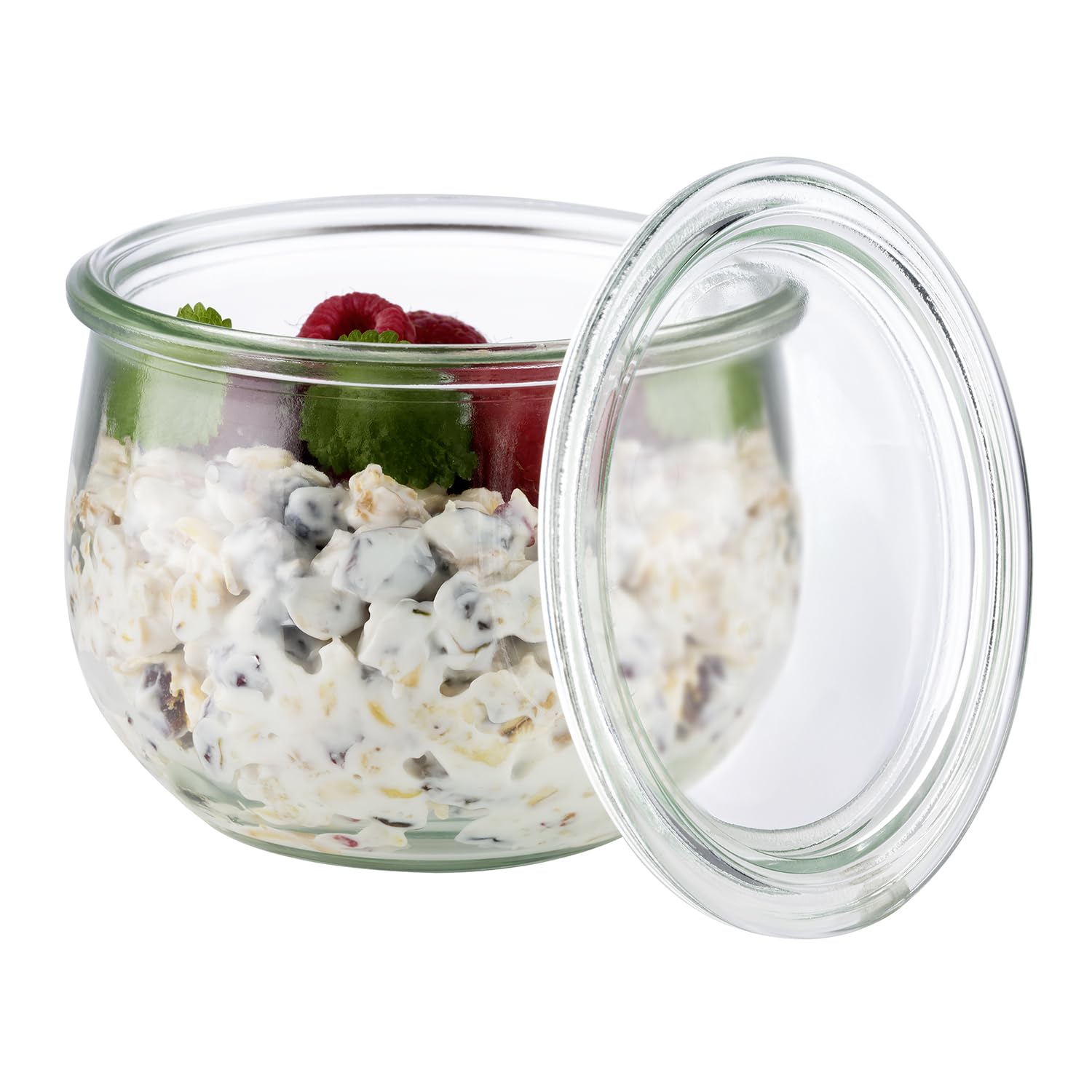 APS Set de 6 Verres Originaux WECK 580 ML avec Couvercle - Ø 11 cm/Hauteur 9 cm/Forme Tulipe