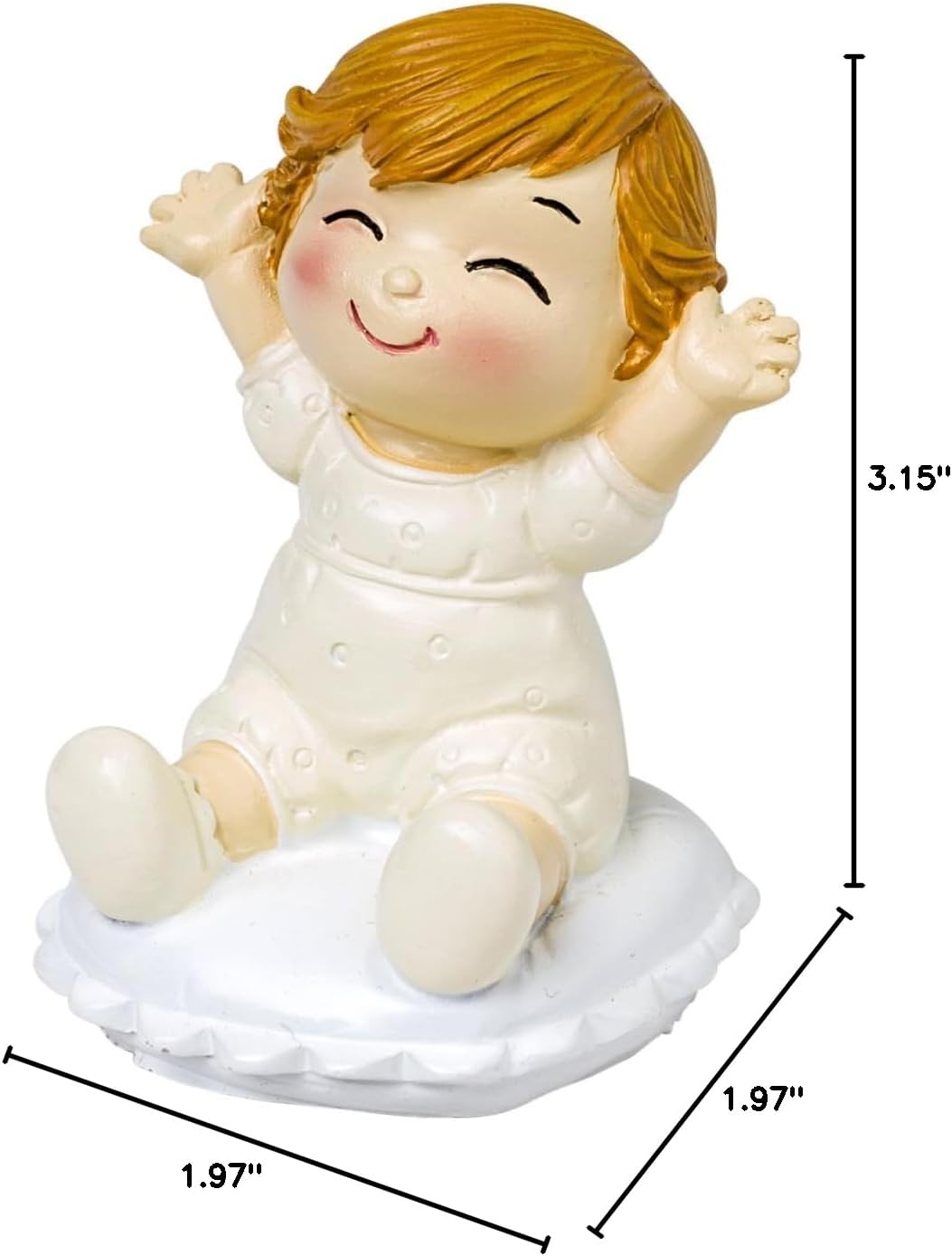 Mopec Figure of Cake Groom with Baby Sitting, Polyresin, Ivory, 5 X 5 X 8 cm
