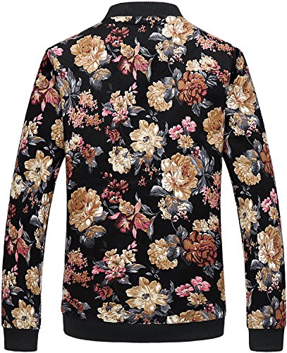 HENGAO Men's Stylish Floral Bomber Jacket2