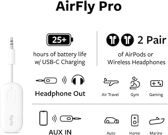 Twelve South AirFly Pro Bluetooth Wireless Audio Transmitter Receiver & Twelve South HiRise 3 Deluxe, Compact Luxury MagSafe Charging Stand