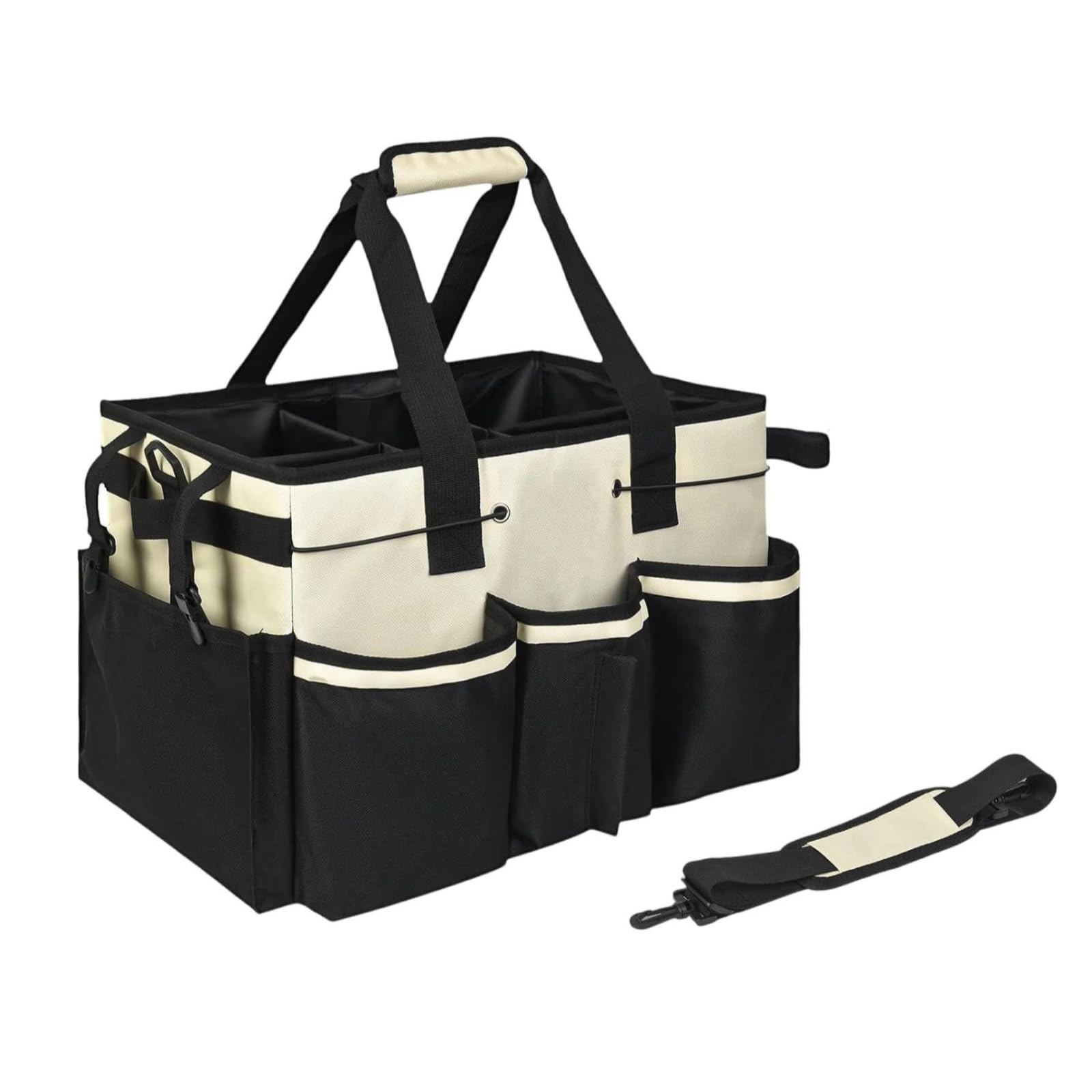 Qianly Sac Organisateur Nettoyage Base Renforcée Sac Compartimenté Nylon Résistant Rangement Domestique