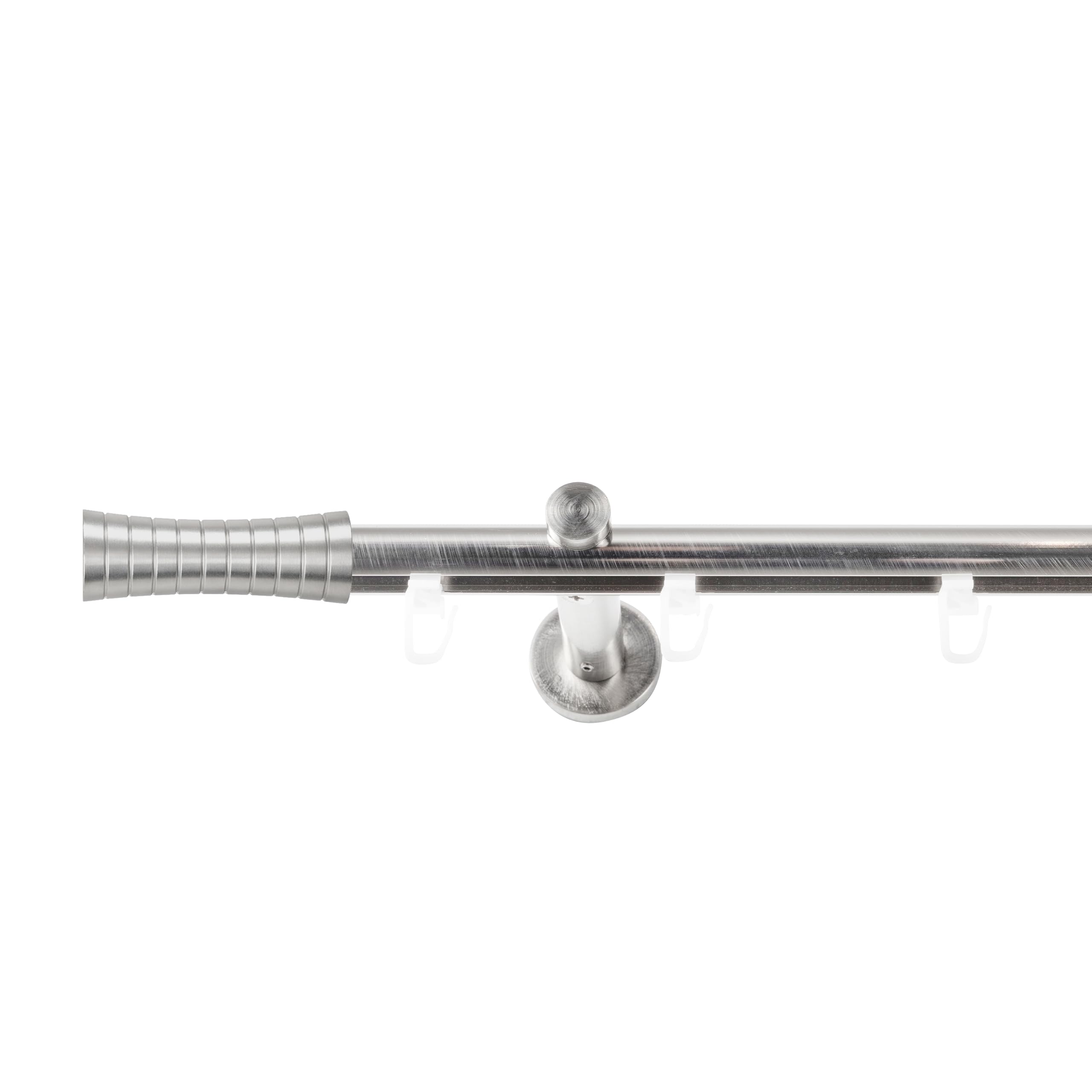 SN Deco Gardinenstange Innenlauf Nancy, 19 mm, 1-läufig, Stahl, Komplett-Set mit Ringen, Profilträger, 360 cm, edelstahl optik