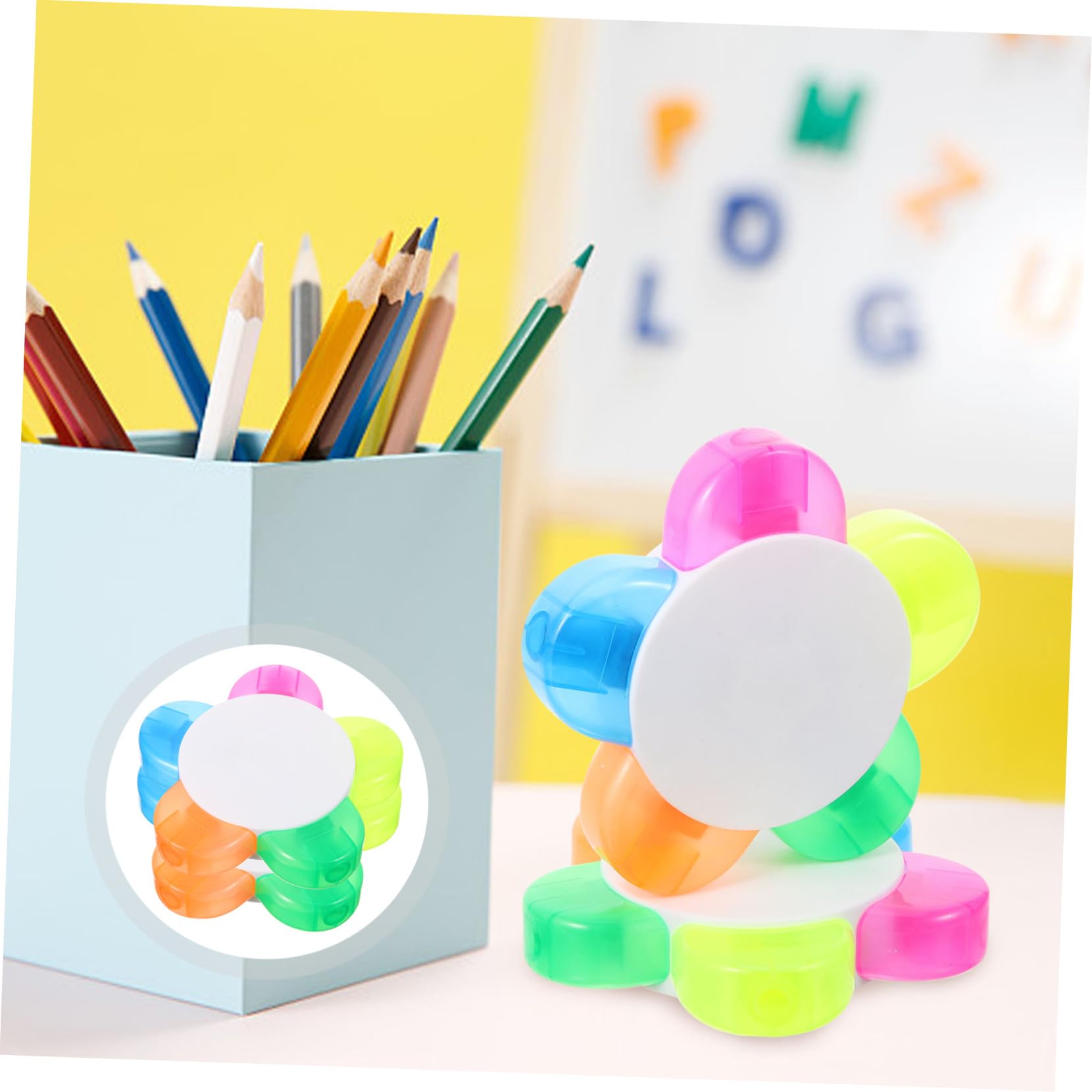 Housoutil 10 Stück Teiliges Blütenblatt-textmarker Fluoreszierende Pastell-highlighter mit Farbigen Petal-spitzen für Schule Büro Notizen Ästhetische Schreibwaren