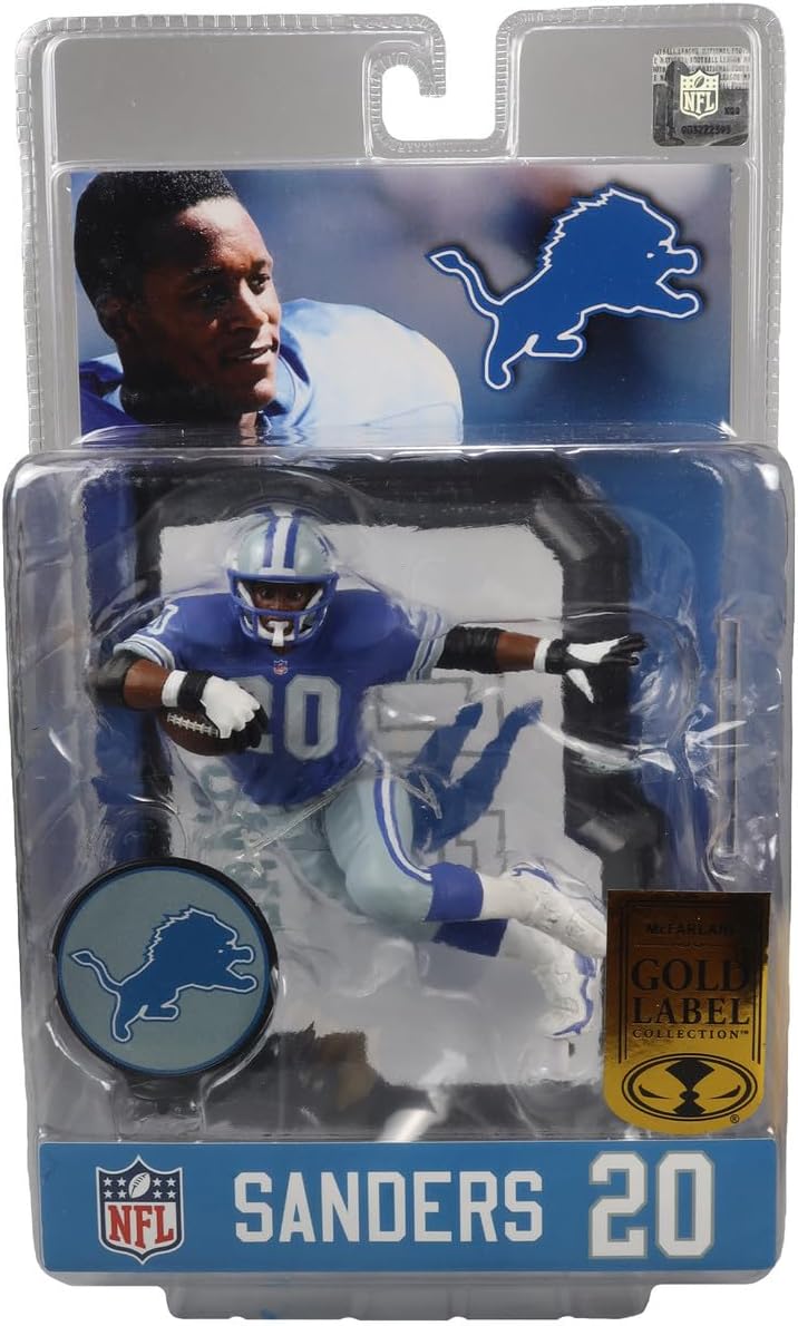 McFarlane Barry Sanders (Detroit Lions) (Blue) (Gold Label) NFL 7" Posed Figure