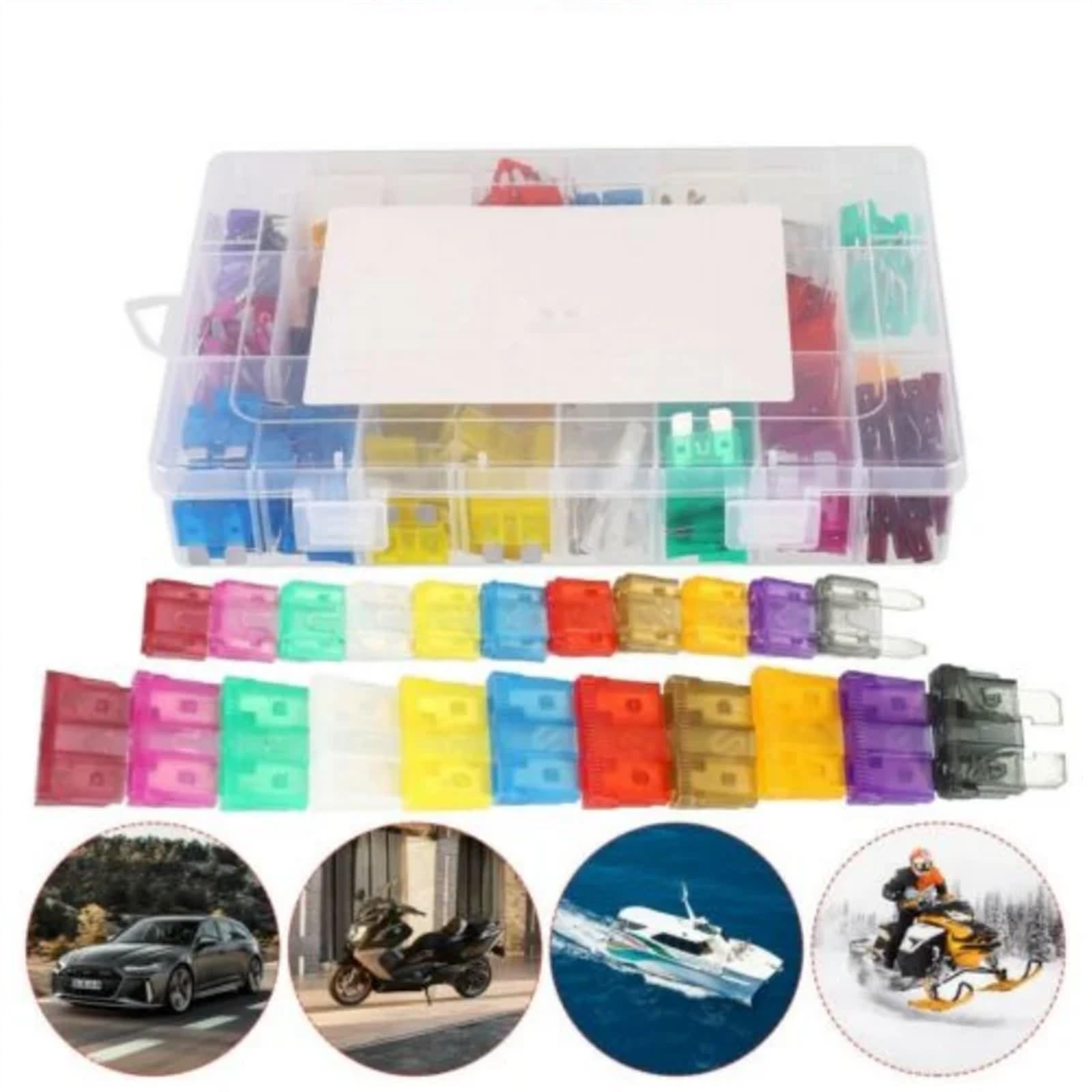 400 Uds. Surtido de cuchillas de fusibles for coche, juego de fusibles estándar/Mini de aluminio, kits surtidos for automóviles y camiones ATM APM + 1 Clip amarillo