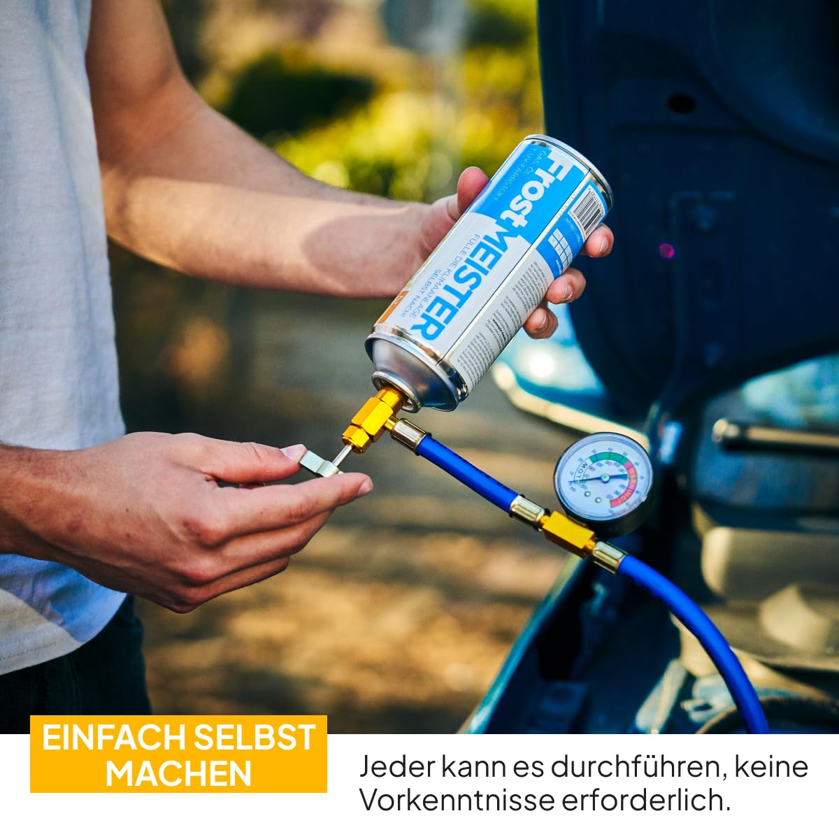 3 w 1 – kompletny zestaw uzupełniający do klimatyzacji o pojemności 400 ml, w zestawie zamiennik czynnika chłodniczego, oleju kompresorowego i środka uszczelniającego – szybkie i łatwe