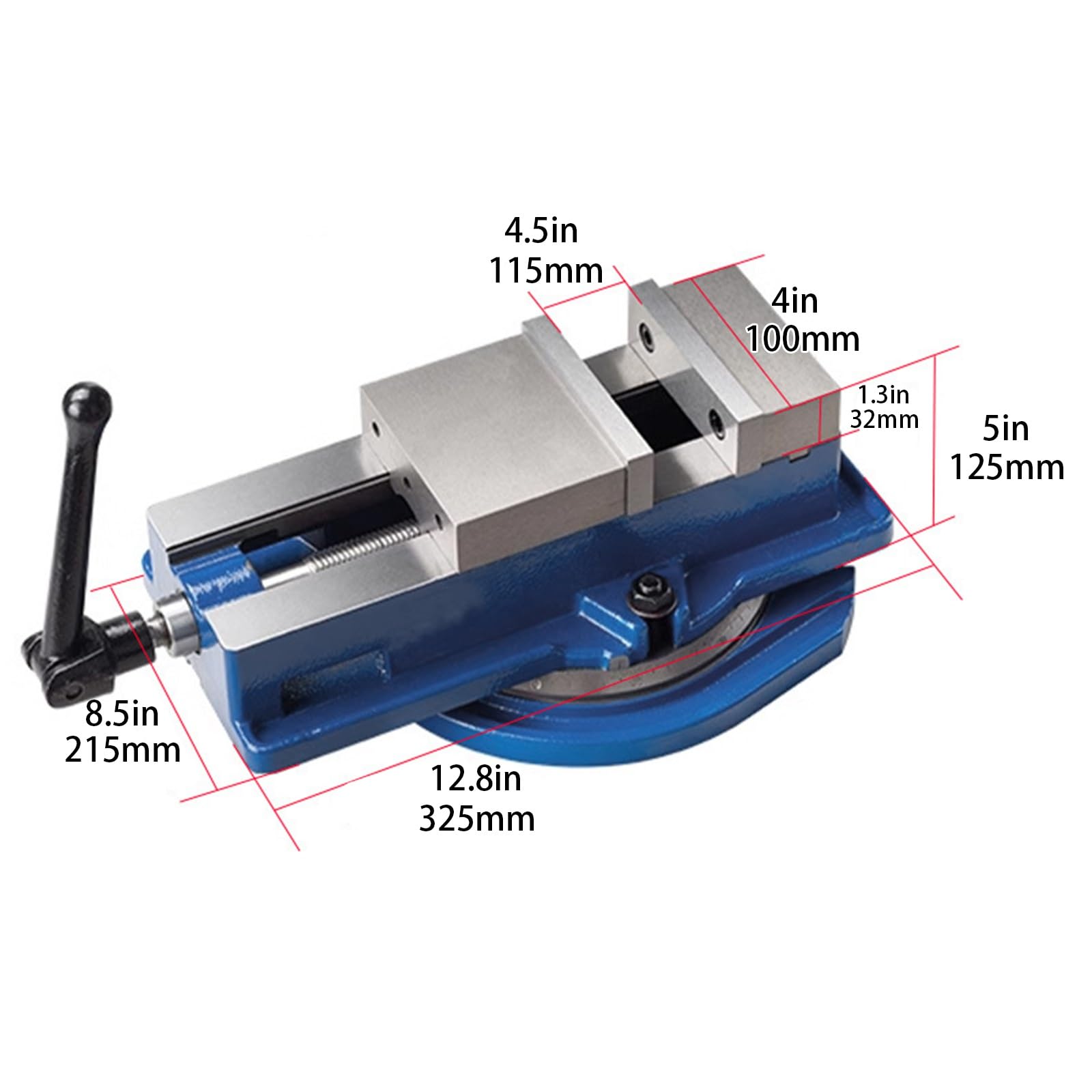 Tornillo de Banco Plano Alta precisión 4 Pulgadas con chasis máquina,mordaza Tornillo Banco Taladro Industrial Alta Resistencia,Tornillo Banco Grado Industrial,carpintería,Corte conductos