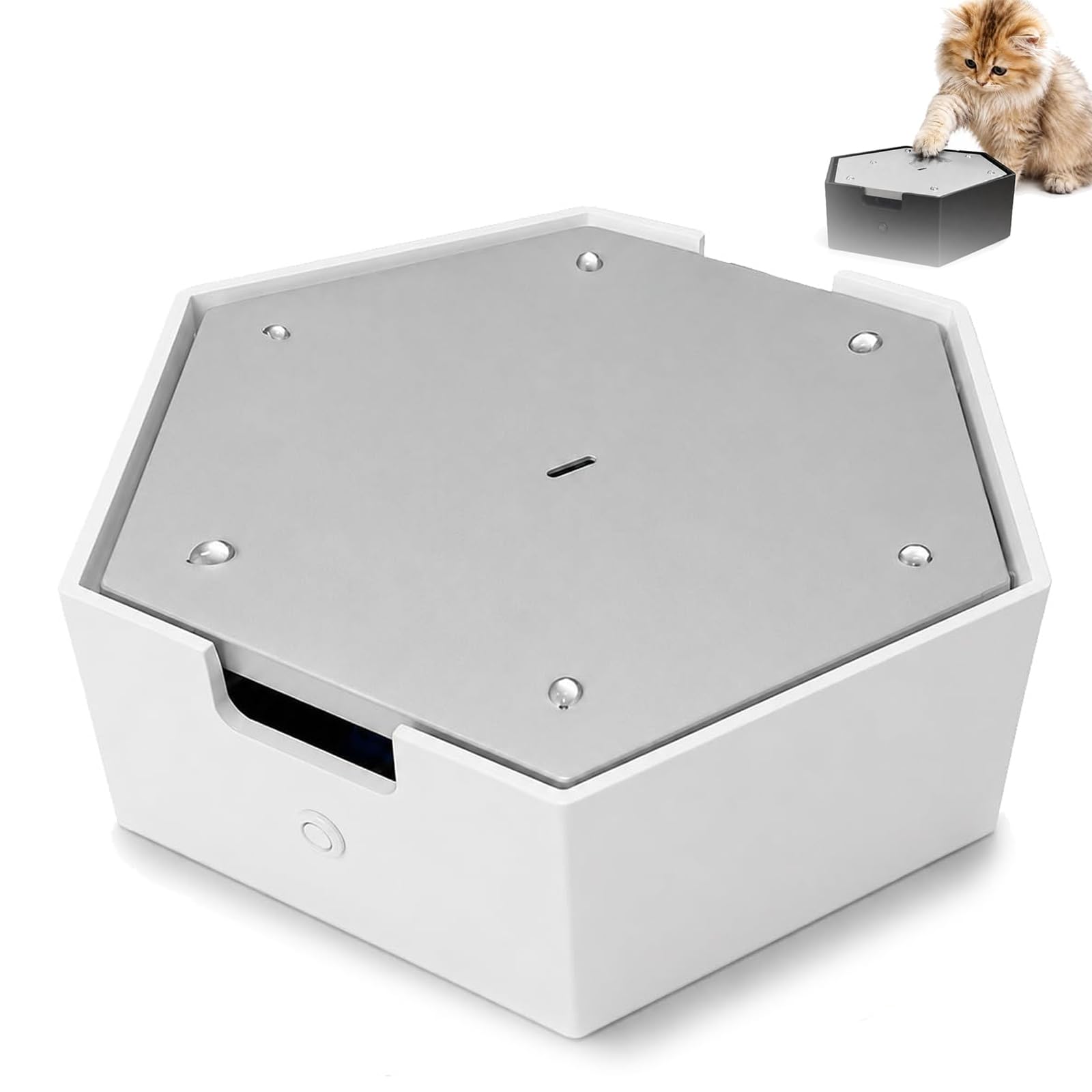 Gioco Automatico A Goccia d'Acqua per Gatti, Giocattolo Acquatico per Interni, Gioco Interattivo per Gatti, con Serbatoio d'Acqua, per Gatti E Cani da Interno, Ufficio, Soggiorno White