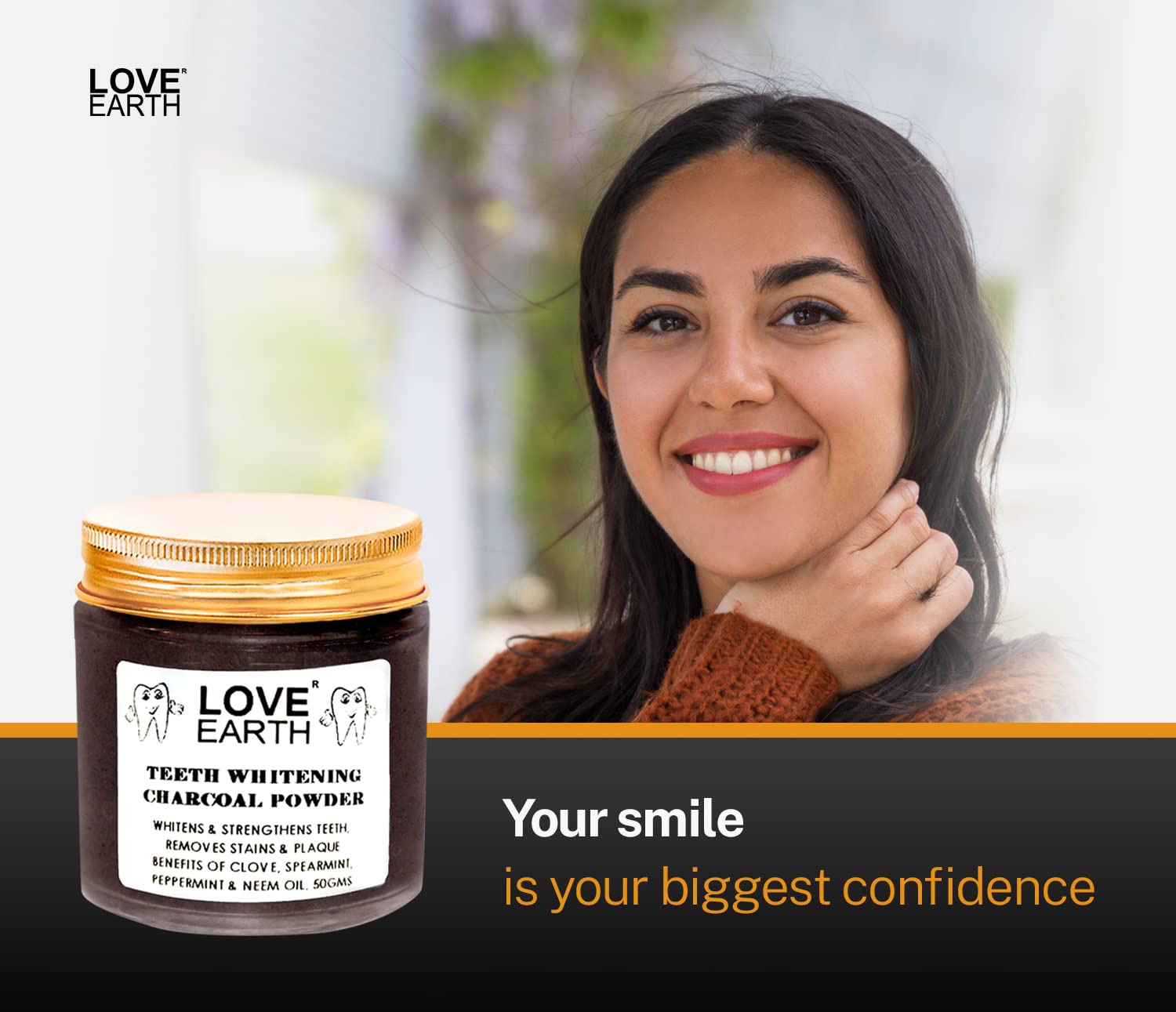 Love Earth Charcoal Teeth Whitening Powder For Teeth Whitening, Removes Plaque And Freshens Breath With Peppermint & Neem Oil 50gm 4