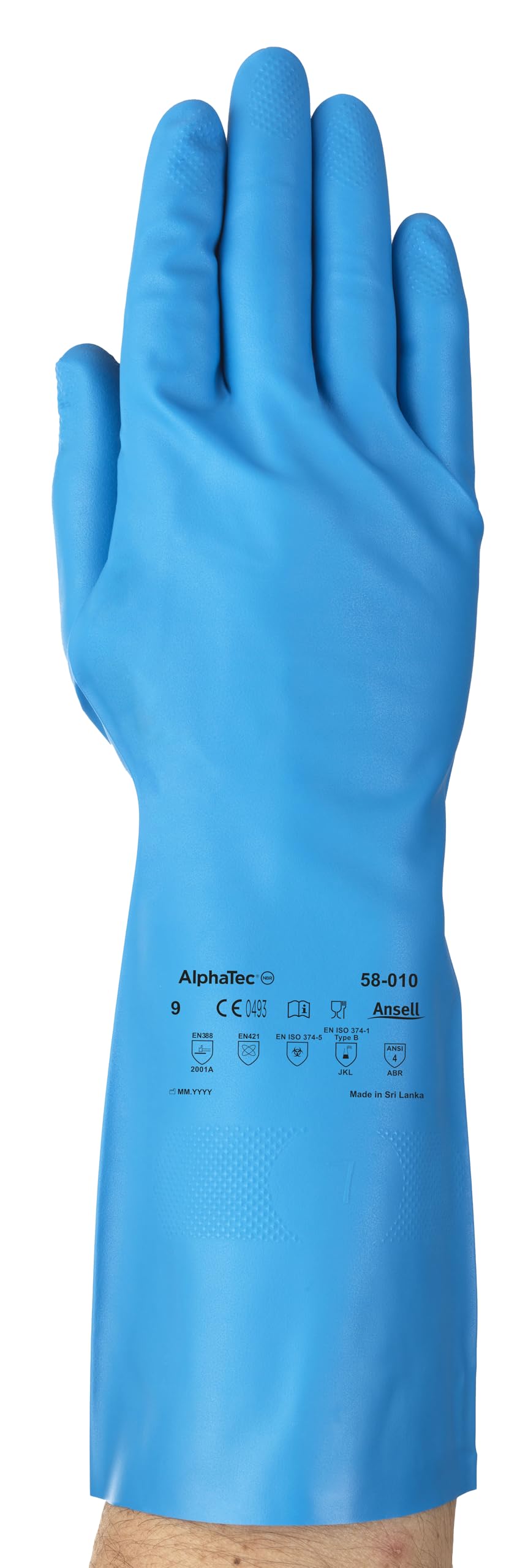 Ansell AlphaTec 58-010 Chemical Protection Gloves - Size 9, Blue (Case of 144)
