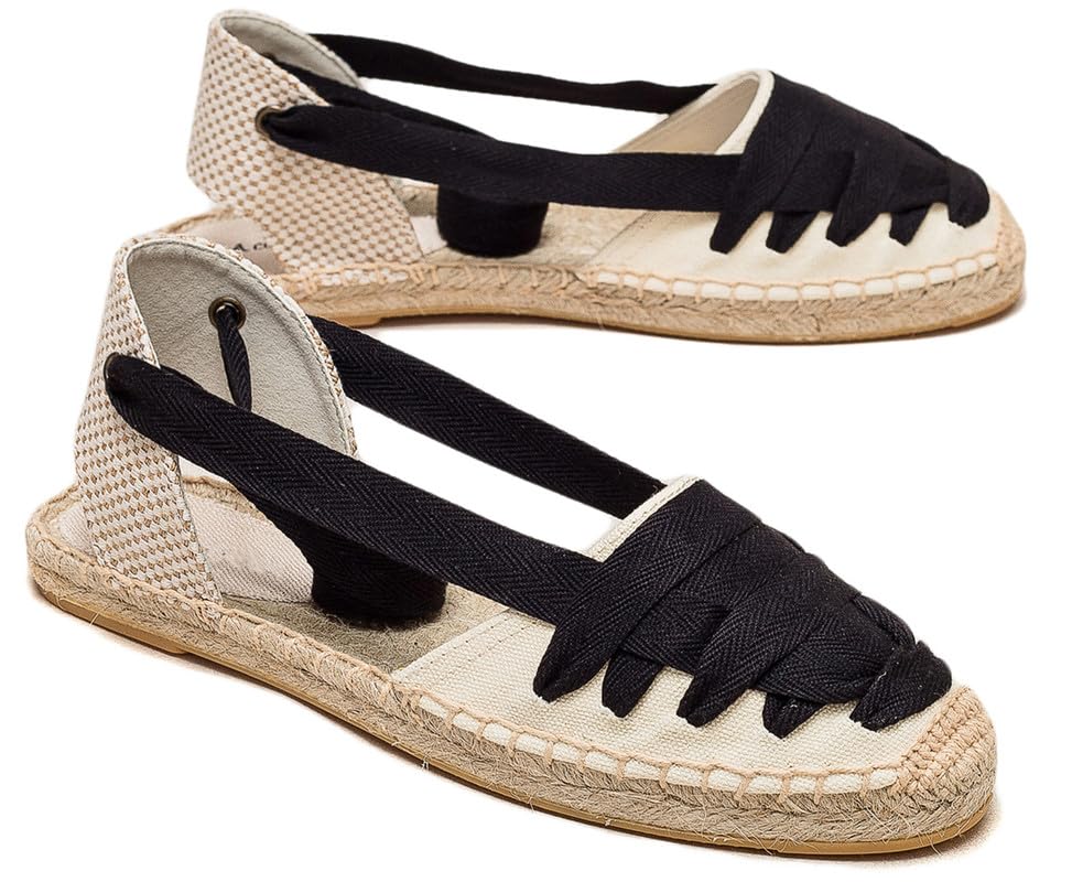 Image of Women's Espadrille FLat Sandals Closed Toe Ankle Wrap,Classic Lace Up Summer Dressy Flat Shoes