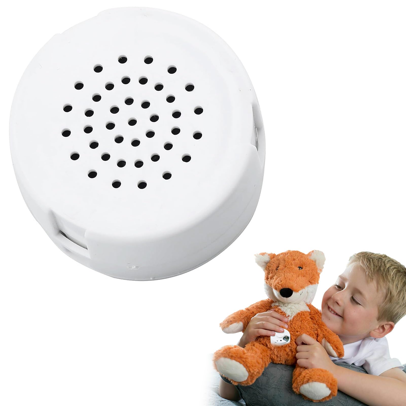 Mini Voice Recorder, Compact Sound Recorder Button Box, Recordable Voice Device for Teddy Bears, Plush Toys, and DIY Gifts, White Column Voice Recorder Sound Box (60 Second Recording)