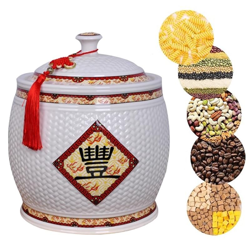 Keramik Reisaufbewahrung, Keramik Vorratsbehälter Mit Deckel, Reisglas Aus Keramik Klassisch, Lebensmittelbehälter Für Müsli Mehl Zucker Kaffee(10kg/22lbs)