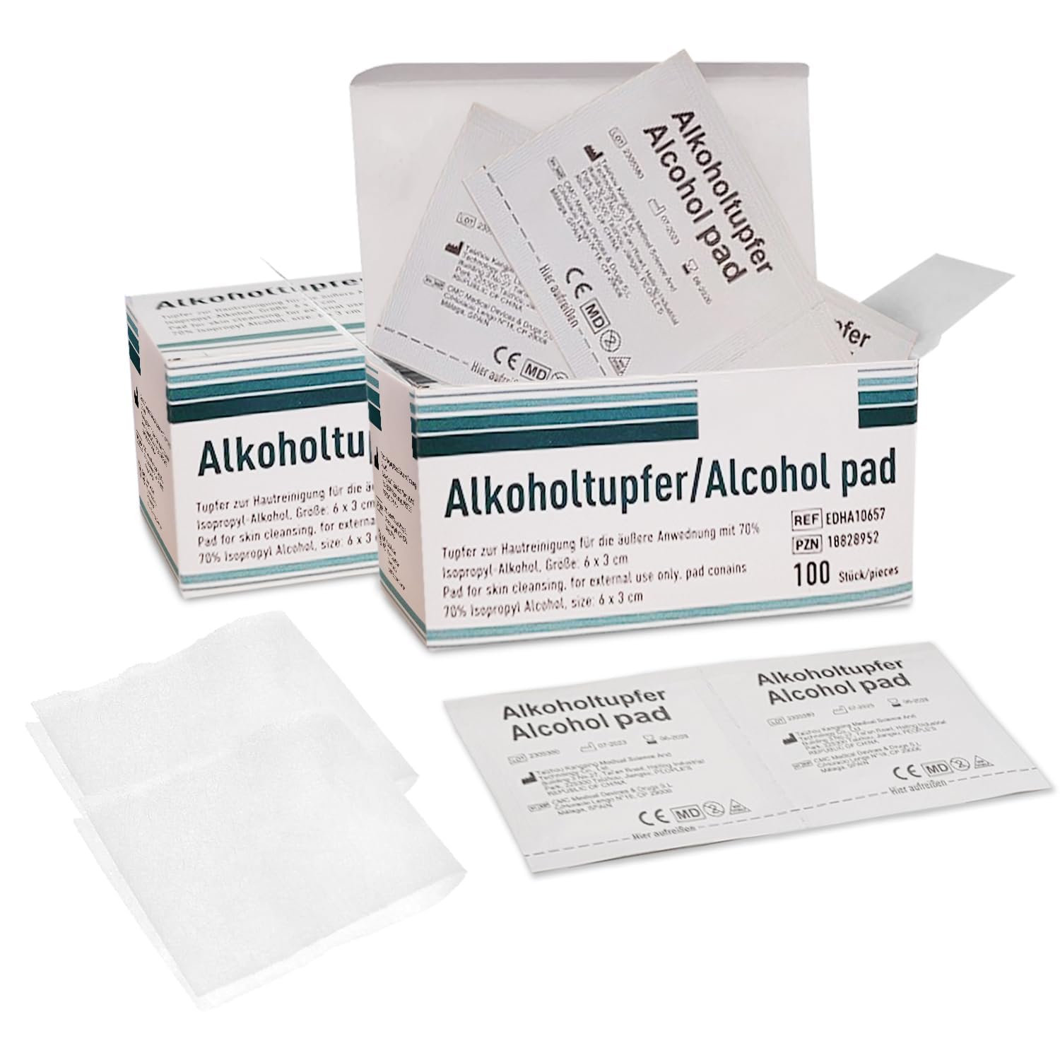 200 tamponi imbevuti di alcool al 70% di alcool isopropilico di primo soccorso, confezionati singolarmente, tamponi imbevuti di alcool per pulizia generale, 2 strati