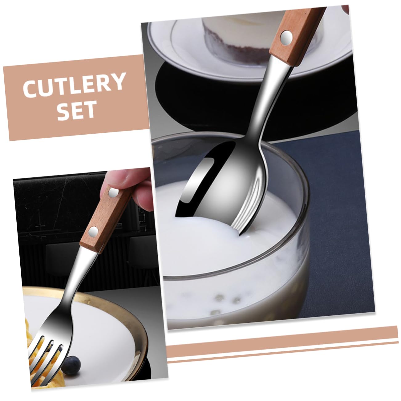 3juegos Cubiertos De Acero Inoxidable Mango De Set Portátil Para Buffet y Fiestas Incluye Cuchillo Cuchara y Tenedor