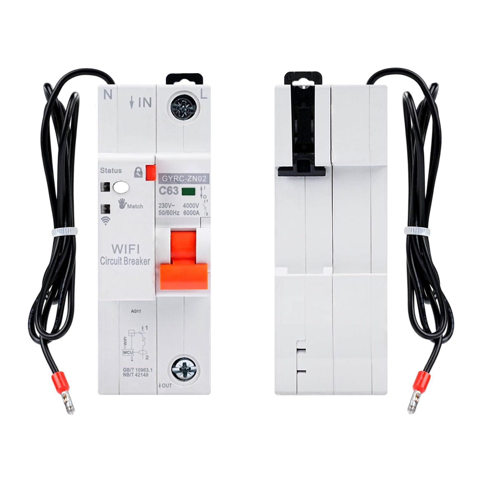 Jadeshay Salvavita con Riarmo Automatico 1P 63A 230V Interruttore Magnetotermico Automatico Timer Relè con Protezione Sovratensione Sottotensione e Sovraccarico,Controllo Remoto Tramite Tuya APP WiFi