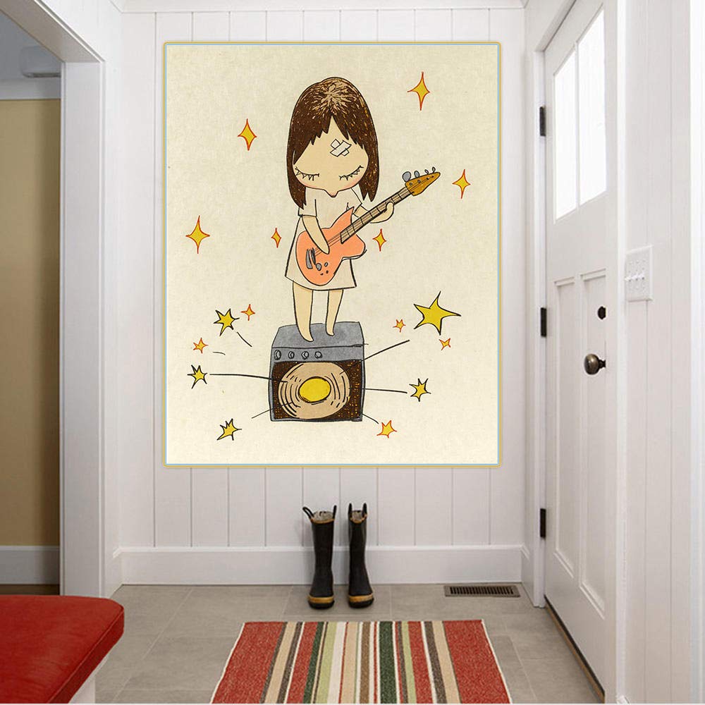 Amazon.co.jp: Yoshitomo Nara 奈良美智絵画インテリア《ギター 少女 
