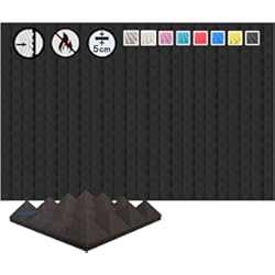 Techos Acusticos Oficina Arrowzoom 24 Paneles acustico absorción sonido Pirámide 25x25x5cm Espuma acústica aislamiento acustico estudio de grabación Casas Estudios Azulejos Incombustibles Insonorizados Negro