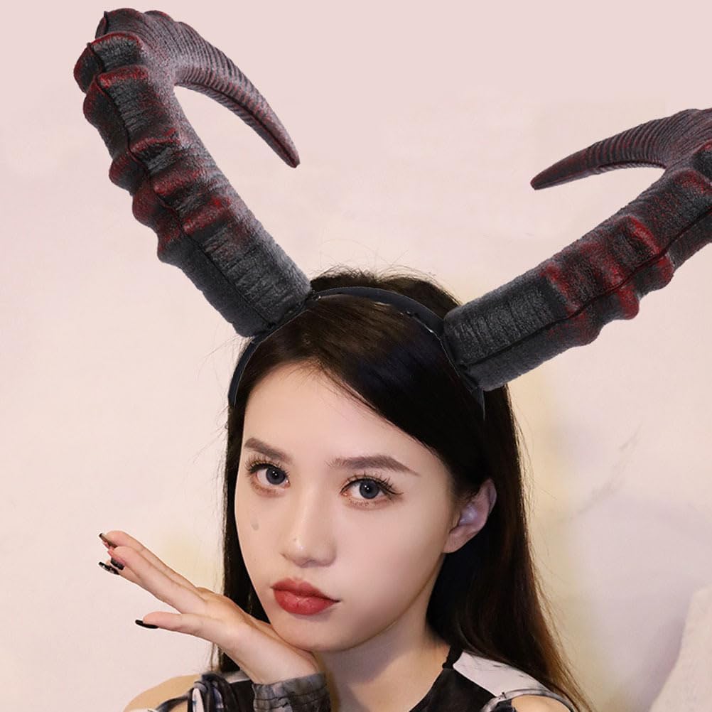 Beaupretty Devil Horns Headband Large Demon Horn Headband Halloween Gothic Headwear Cosplay Costume Hairband Large Horn Headpiece for Women Men - Image 6