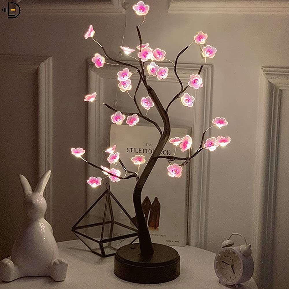 Kixre Wood Firefly Bonsai Tree Light - DIY Artificial Fairy Light Spirit Tree Lamp with 36 LED Cherry Blossom - Battery/USB Operated, for Home, Living Room, Bedroom, Party, Mother's Day
