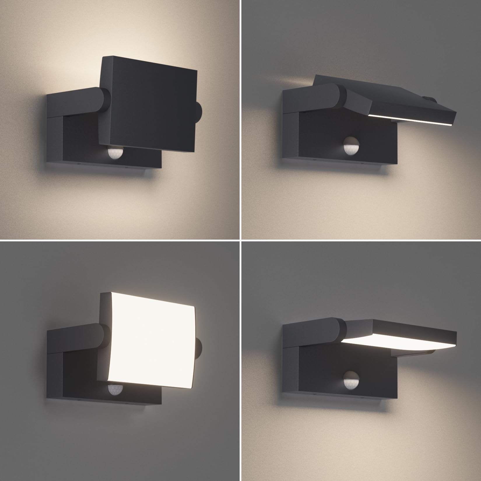 Klighten 2 Pcs Outdoor Wall Light 24W with Motion Sensor Waterproof IP65, Modern Aluminum Outside Lights with Sensor - Image 3