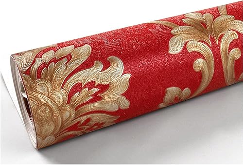 Miniatura 6 de Q QIHANG Papel pintado de PVC con patrón de damasco 3D simple europeo, impermeable, para dormitorio, sala de estar, TV, fondo, pared, tienda de