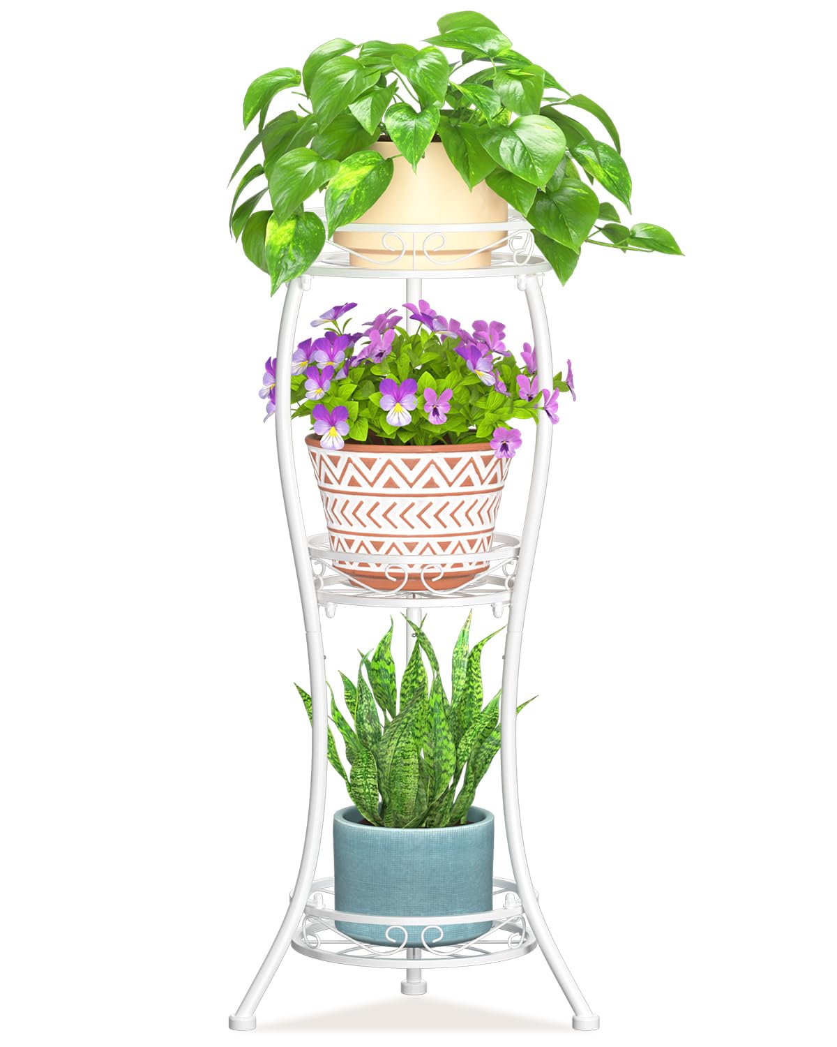 LASZOLA White 3 Tier Tall Plant Stand for Indoor Outdoor