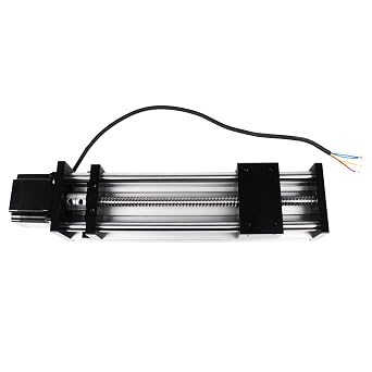 XUNKUNER CNC Linear Motion Stage Actuator 100mm Effective Stroke, 1204 Ball Screw Linear Slide with NEMA23 Stepper Motor, Double Optical Axis Guide Rail for CNC Router Engraving Milling Machine