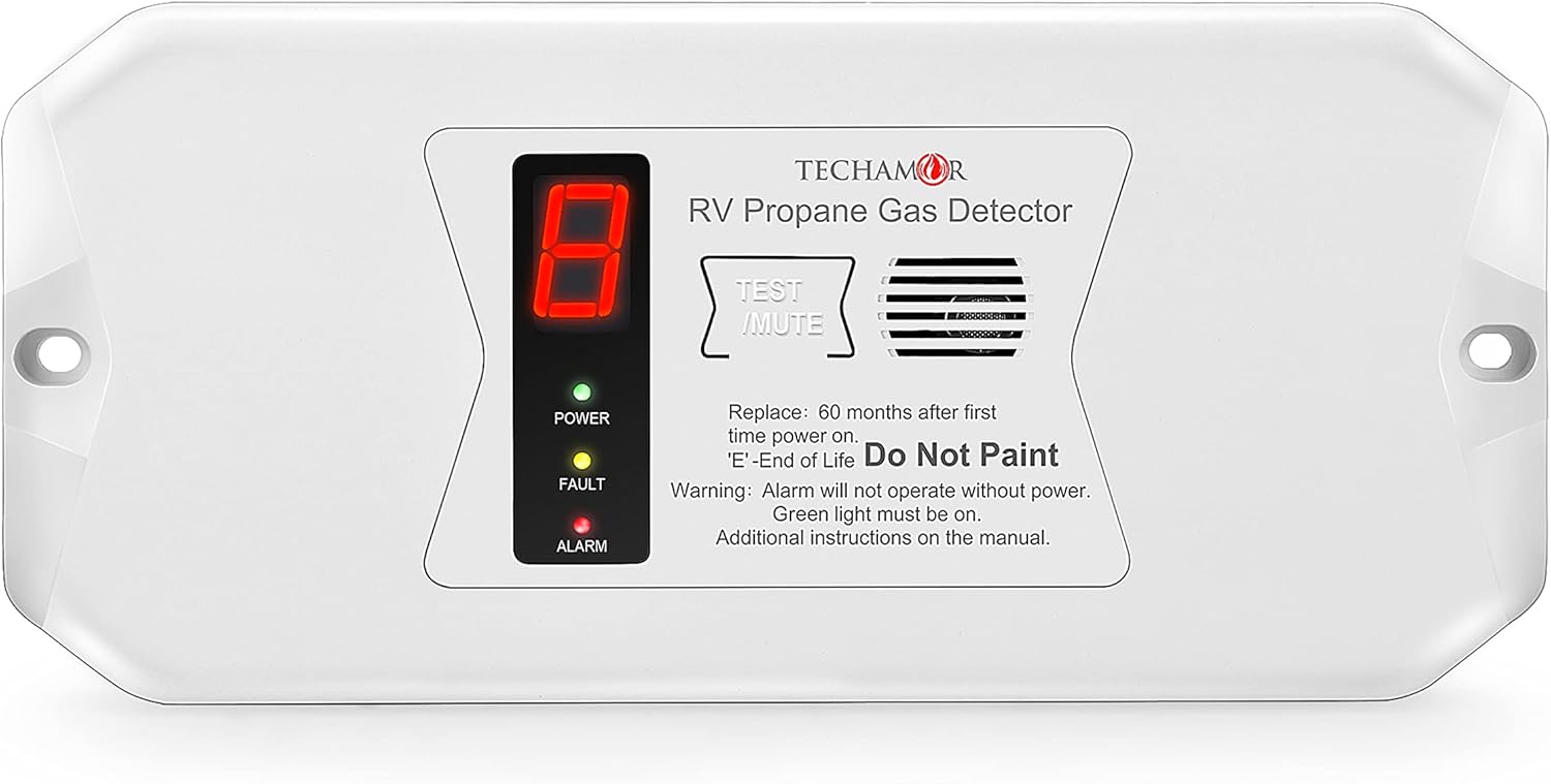 Techamor RV Propane Gas Detector, Digital Propane/LP Gas Alarm12vDC