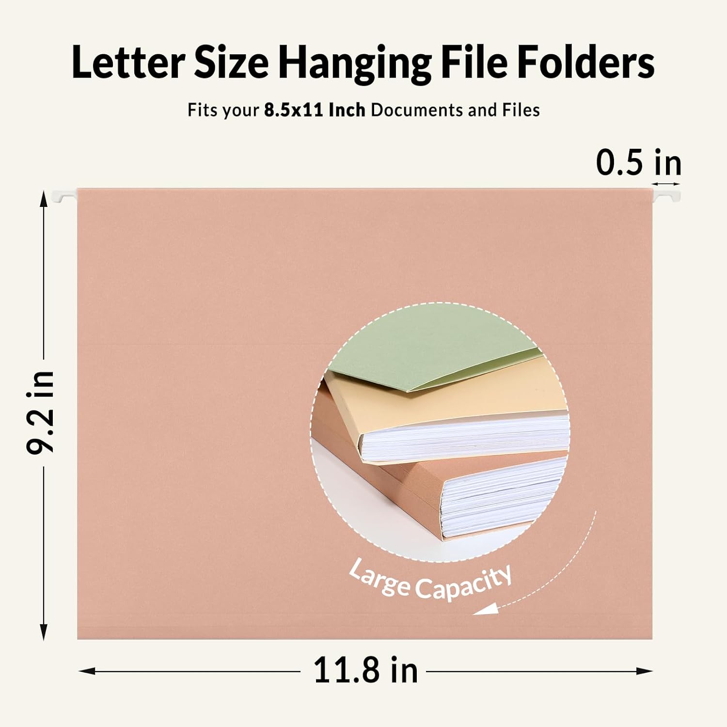SUNEE Hanging File Folders, Pastel Colors - 75 Pack, Colored File Folders Letter Size with 1/5-Cut Tabs, Ideal for Organizing Home and Office Documents