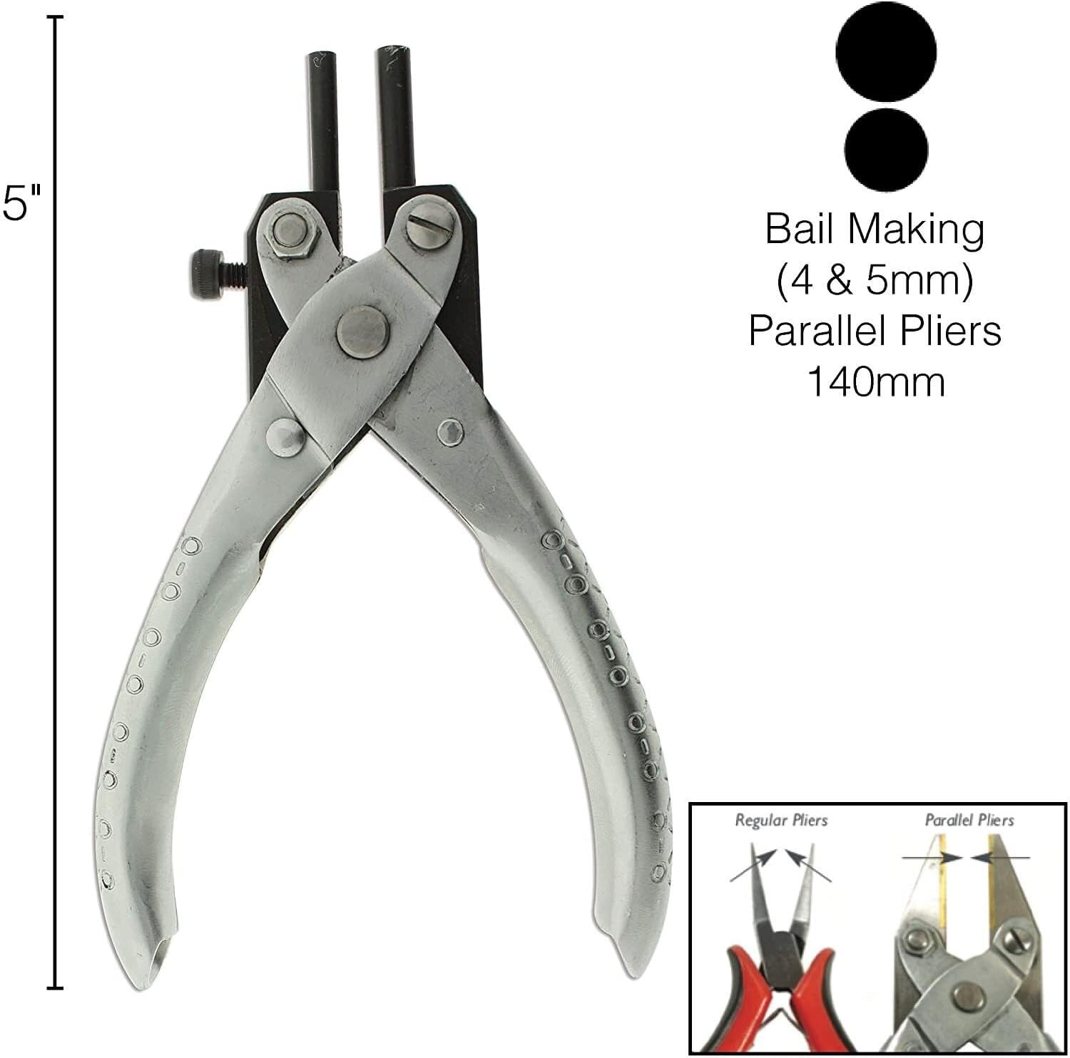 The Beadsmith Bail Making (4 & 5mm) Parallel Plier, 5.5 inches (140mm), Steel Tool for Jewelry Making, no Spring