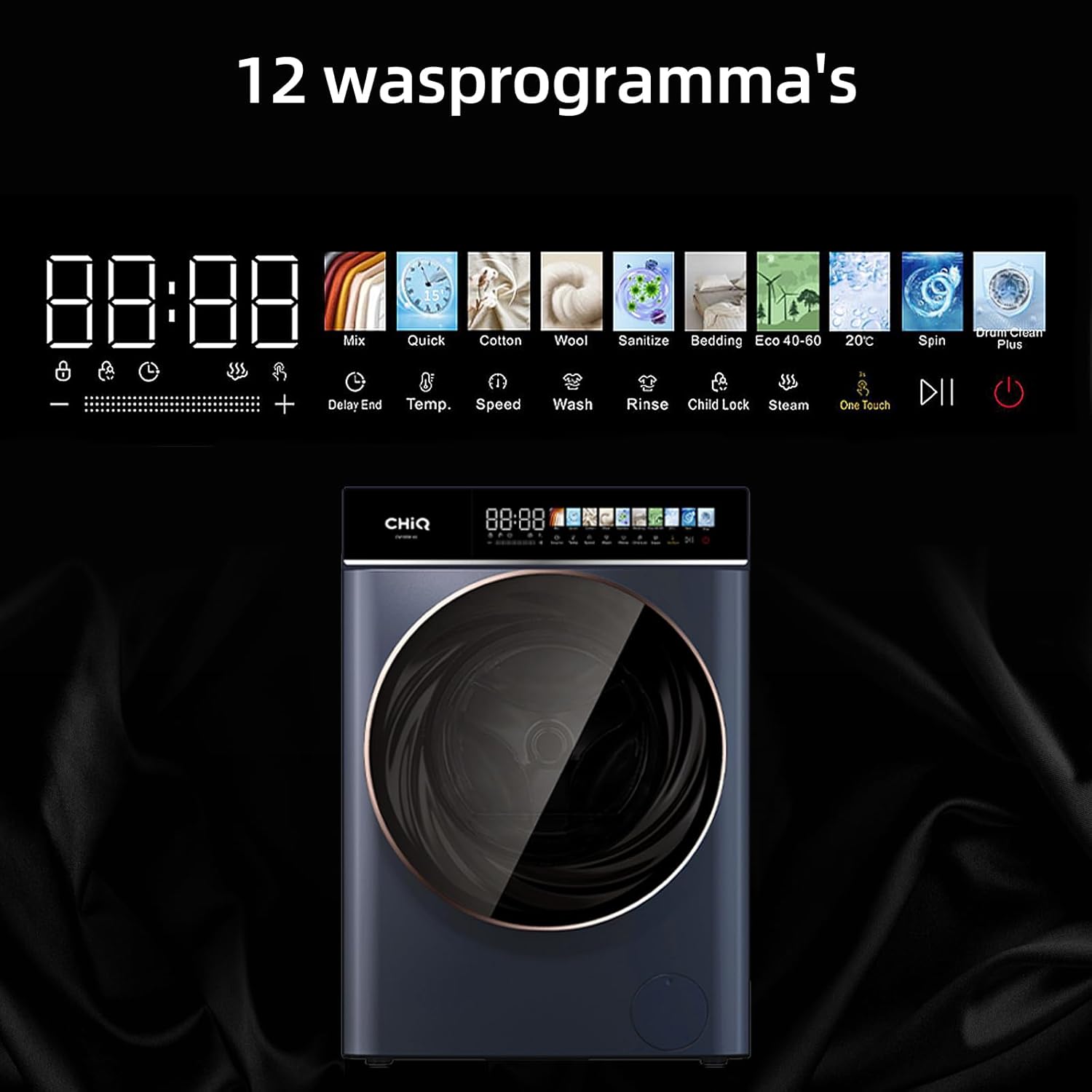 CHiQ washing machine drum with light and clean interior