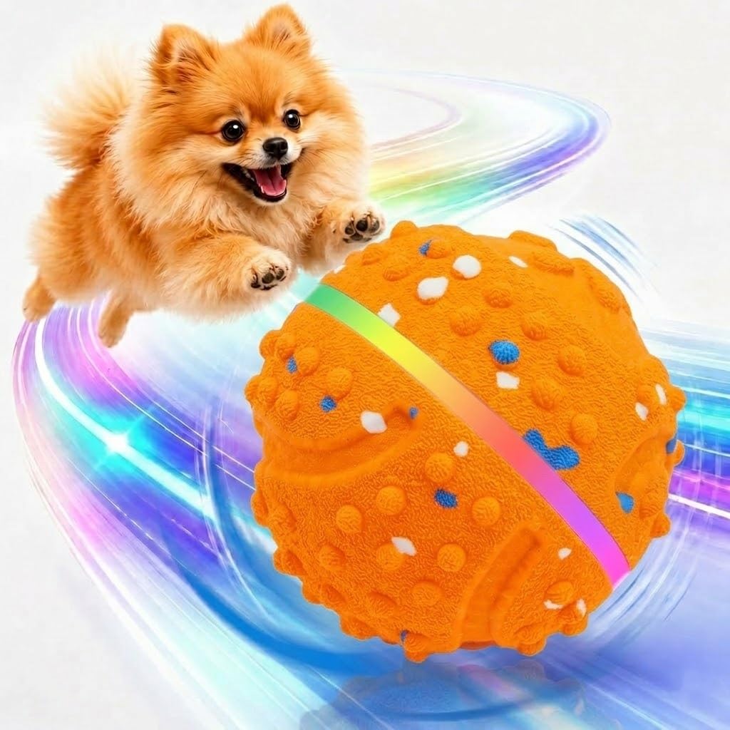 Photo 1 of SUREMAX Interactive Dog Toys for Aggressive Chewers, LED Smart Dog Ball 0.6in Thickened E-TPU, Motion Activated Bouncing Balls for Dogs to Keep Them Busy, Indestructible Pet Toy (Orange)