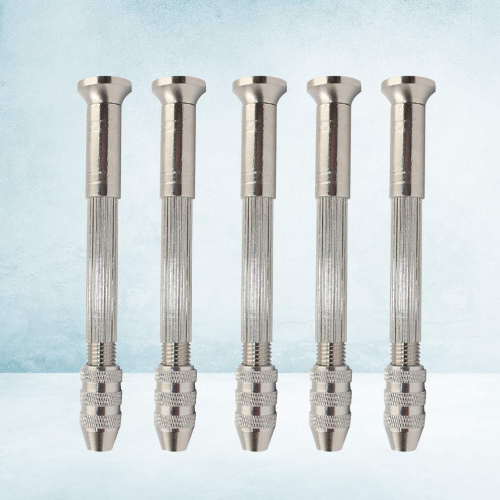 DOITOOL 5pcs Hand Twisted Drill Steel Holder Precision Hand Drill for Woodworking Modeler's Tool Stainless Steel 0.5-3mm