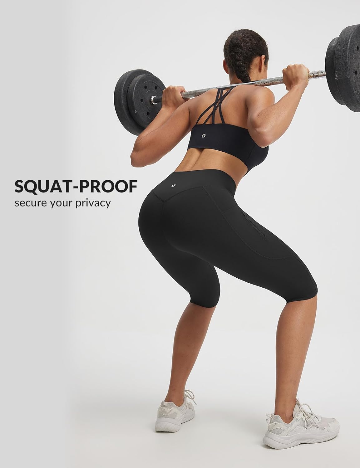 baleaf Womens Knee Length Capri Leggings with 3 Pockets Yoga Capri Pants High Waisted Summer Casual Wokrout - Image 7