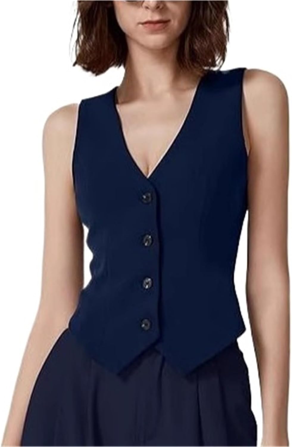 Women's V-neck Single-breasted Sleeveless Suit Vest Workplace Business Daily Dating Versatile Slim Vest Jacket